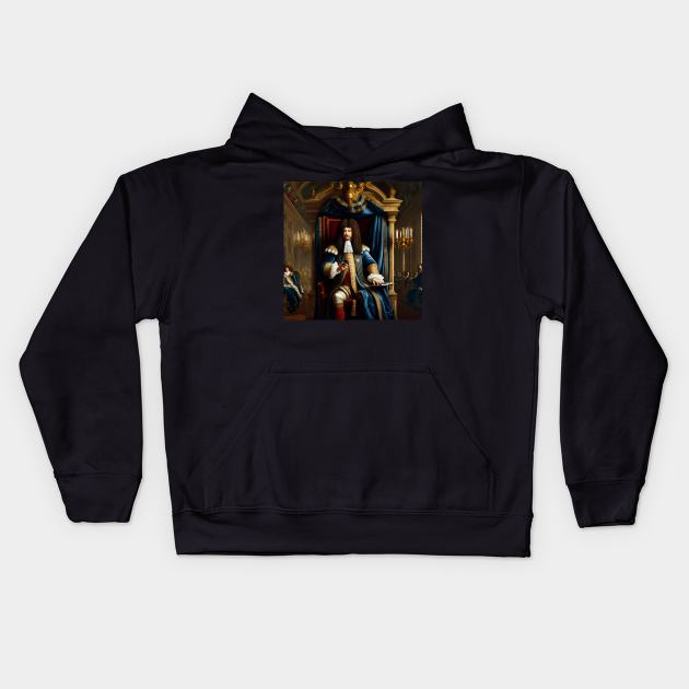 Louis XIV watching his Smartphone Kids Hoodie by Superfunky